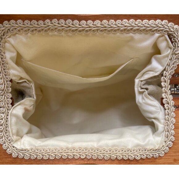 Custom House of Needle Arts Women’s Grey Floral Embroidered Linen Bermuda Bag - Picture 6 of 6